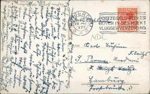 Postkaart Rotterdam Rotterdam Blaak met Kaizersburg 1909