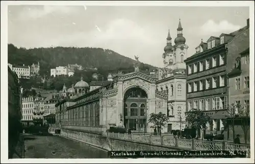 Postcard Karlsbad Karlovy Vary Sprudelkolonnade 1931
