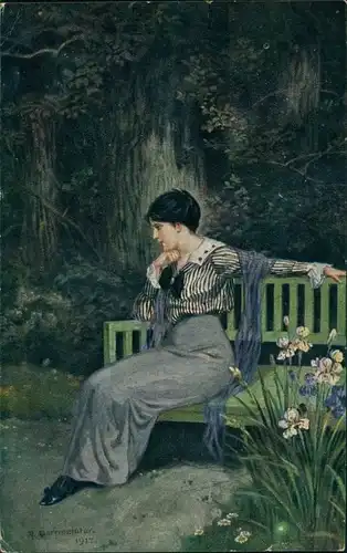  Künstlerkarte: Gemälde / Kunstwerke - R. Borrmeister - In tiefer Sehnsucht 1918