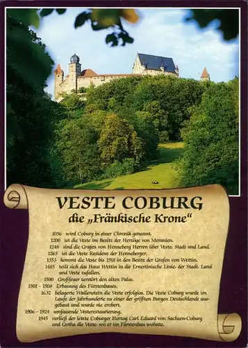 Ansichtskarte Coburg Veste Coburg 1980