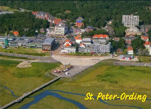 Ansichtskarte St. Peter-Ording Luftbild vom Ort und der Seebrücke 2011