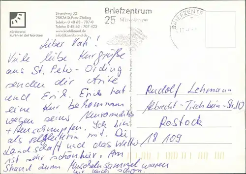 Ansichtskarte Hamburg Köhlbrand - Kuren an der Nordsee - Strand 1980