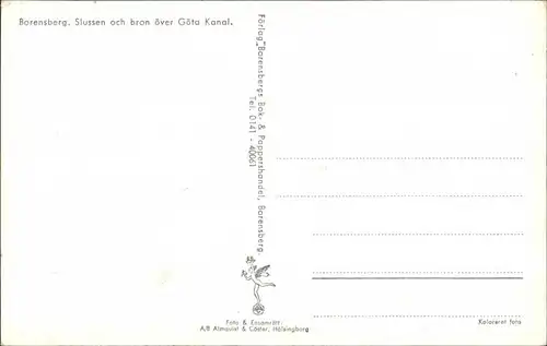 Postcard Borensberg Fähre im Kanal 1965