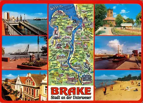 Brakel Kai - Anlegestelle, Karte, Promenade, Schiffskran, Schleuses  1998