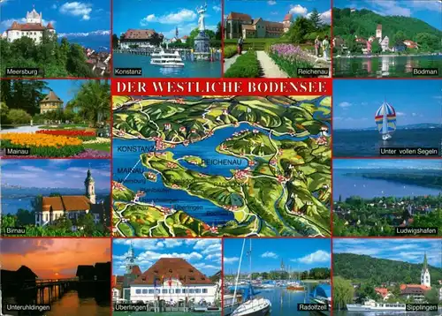 Friedrichshafen Bodensee - Meersburg, Konstanz, Reichenau, Bodman, Karte 2001