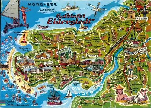 Ansichtskarte Eiderstedt Halbinsel Eiderstedt - Karte 1992