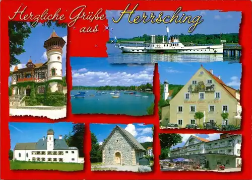 Ansichtskarte Herrsching am Ammersee Villa, See, Fähre, Hotel, Kapelle 1993