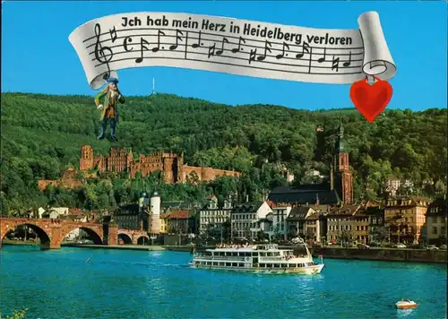 Ansichtskarte Heidelberg Partie am Neckar 1992