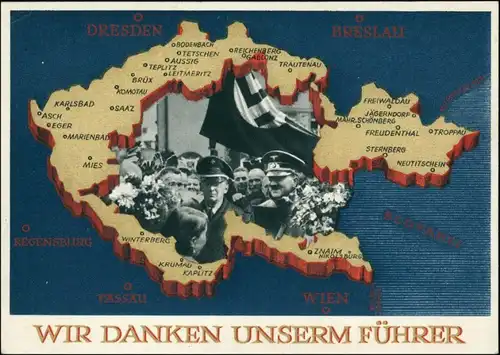 .Tschechien Propaganda: Wir danken unserem Führer, Sudentengebiete 1939