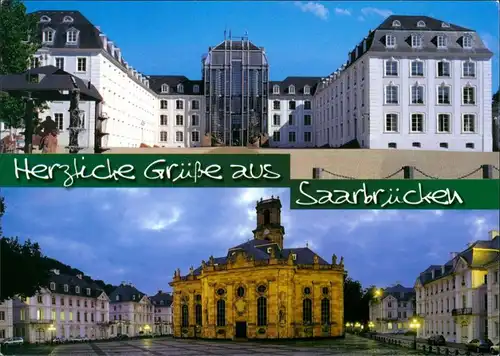 Ansichtskarte Saarbrücken Schloß und Ludwigskirche 2000