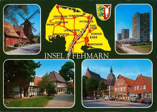 Fehmarn (Insel) Mühle, Karte, Neubau-Siedlung, Fachwerkhaus, Kirche 1984