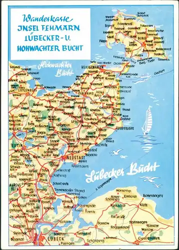 Ansichtskarte Fehmarn (Insel) Wanderkarte der Insel mit Lübecker Bucht 1988