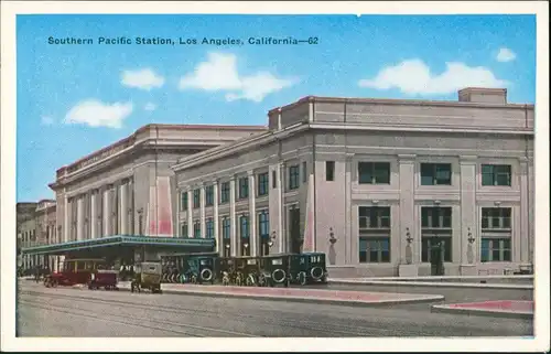 Postcard Los Angeles Los Angeles Southern Pacific Station 1929