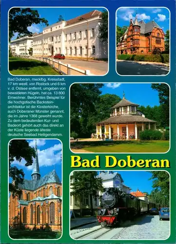 Ansichtskarte Bad Doberan Hotel, Villa, Kaffee, Kirche, Dampflokomotive 1994