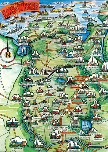 Ansichtskarte Bremen Zwischen Ems und Weser 1986