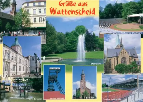 Wattenscheid-Bochum Fußgängerzone,   Freilichtbühne, Zeche-Holland Rathaus 2000