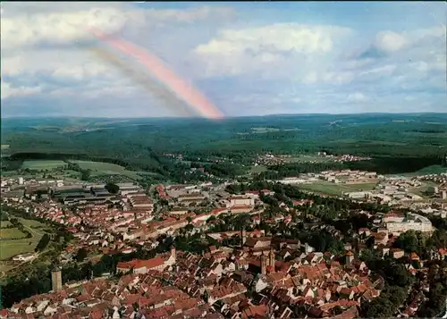 Ansichtskarte Villingen-Schwenningen Luftbild mit Regenbogen 1982