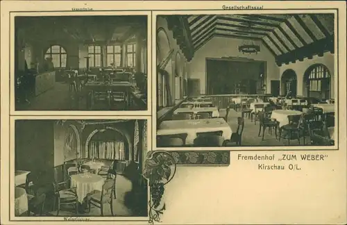 Ansichtskarte Kirschau Korzym 3 Bild Fremdenhof zum Weber 1922