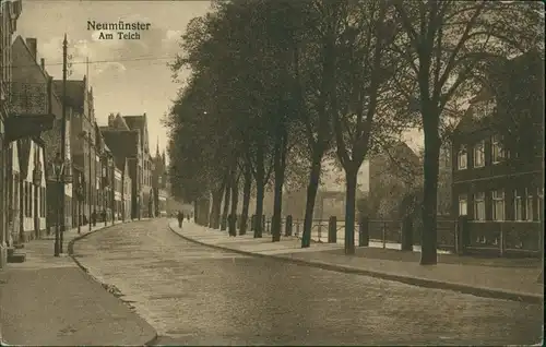 Ansichtskarte Neumünster Straßenbahn - Am Teich 1927 