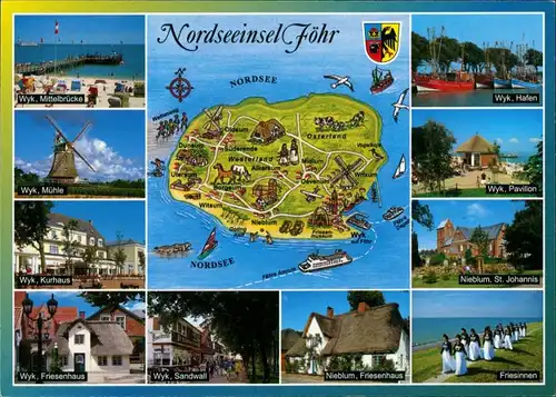 Wyk (Föhr) Wyk - Mittelbrücke - Mühle - Kurhaus - Friesenhaus - Sandwall 1975