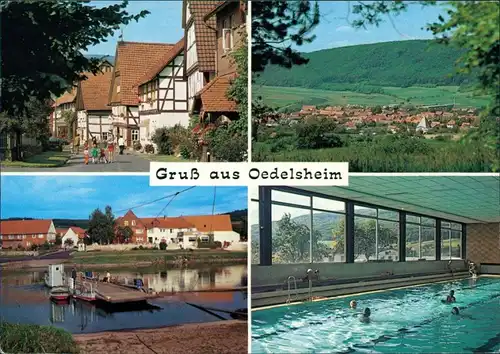 Oedelsheim-Oberweser Fachwerkhäuser, Panorama, Fähre, Hallenbad 1978