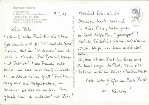 Ansichtskarte Ratzeburg Ratzeburger See - Bootsvermietung 1913