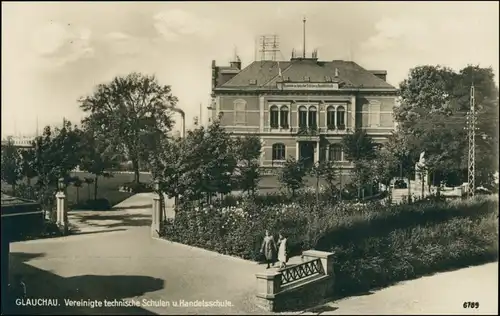 Ansichtskarte Glauchau Vereinigte technische Schulen 1928 