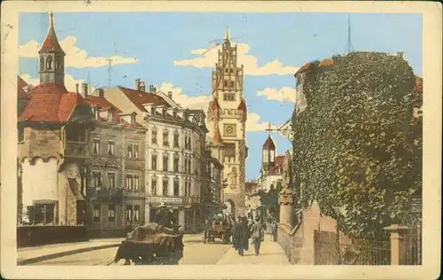 Ansichtskarte Freiburg im Breisgau Schwanentorbrücke - Straße 1913 