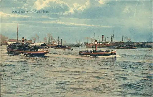 Postkaart Rotterdam Rotterdam Maasgezicht/Hafen, Dampfer 1909 