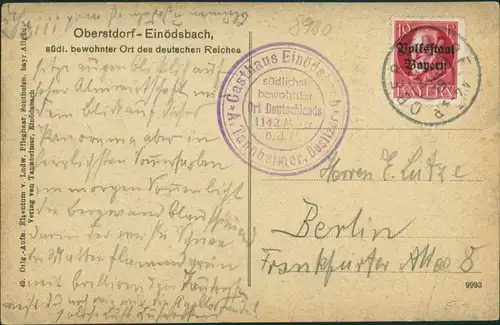 Ansichtskarte Einödsbach-Oberstdorf (Allgäu) Im Winter - Einödsbach 1919 