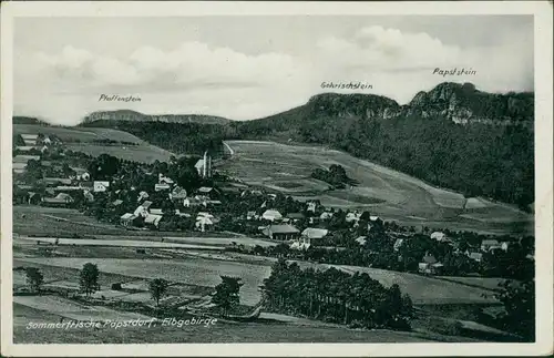 Ansichtskarte Papstdorf-Gohrisch (Sächs. Schweiz) Blick auf die Stadt 1943 