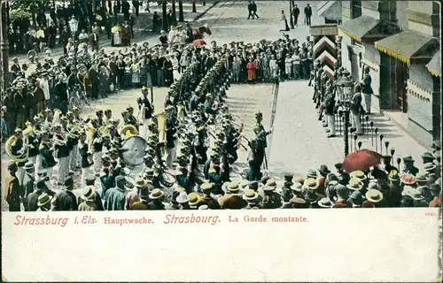 CPA Straßburg Strasbourg Apell an der Hauptwache 1907 