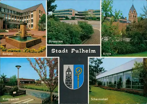 Pulheim Rathaus, Gymnasium, Kirche, Kindergarten, Schwimmbad 1986