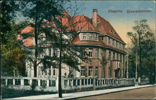 Ansichtskarte Chemnitz Partie an der Gewerbekammer 1912 