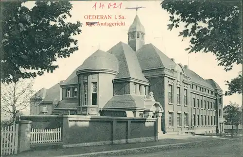 Ansichtskarte Oederan Partie am Amtsgericht 1909