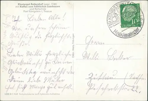 Ansichtskarte Königstein (Taunus) Klostergut Rettersdorf 1959