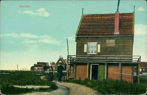 Postkaart Marken-Waterland Straßenpartie 1913