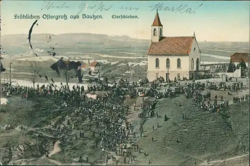 Ansichtskarte Bautzen Budyšin fröhlichen Ostergruß - Eierschieben 1912