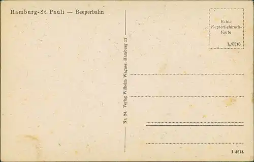 Ansichtskarte St. Pauli-Hamburg Reeperbahn bei Nacht Leuchtreklame 1928