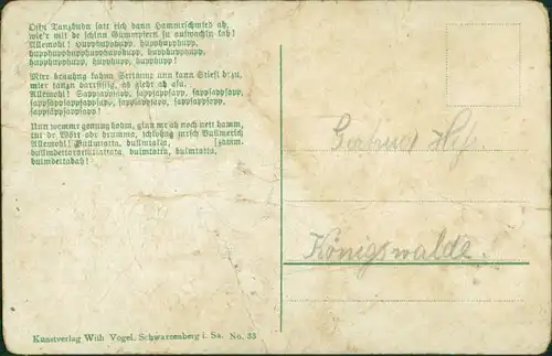 Ansichtskarte  Liedkarte Erzgebirge Da Lustig Hammrschmiedgselln 1909