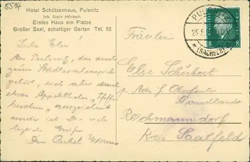 Ansichtskarte Pulsnitz Połčnica Schloßteich - Stadt 1929