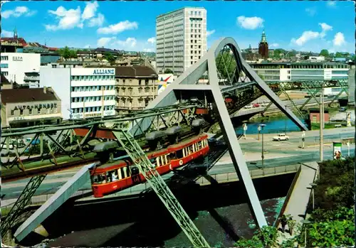 Ansichtskarte Wuppertal Stadtmitte, Schwebebahn 1985