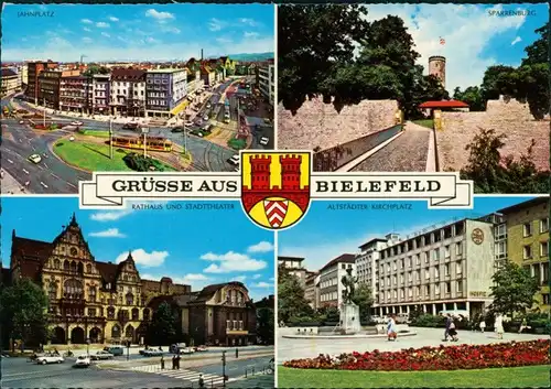 Bielefeld Jahnplatz, Sparrenburg, Rathaus, Stadttheater, Kirchplatz 1954