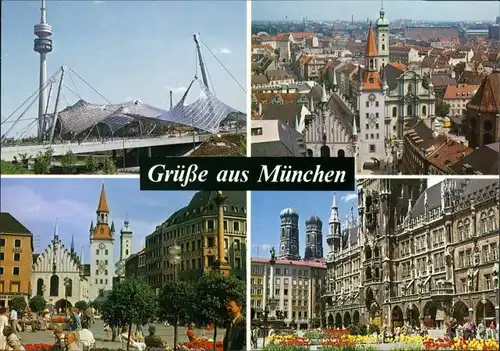 Ansichtskarte München Mehrbildkarte Rathaus Fernsehturm 1998