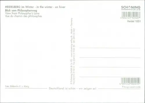 Ansichtskarte Heidelberg Winterpanorama Blick vom Philosophenweg 2000