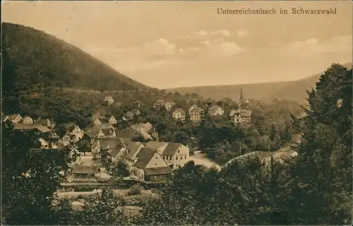 Ansichtskarte Unterreichenbach Panorama mit Brücke 1909
