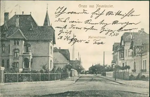 Ansichtskarte Neumünster Marienstrasse - Fabrik 1903