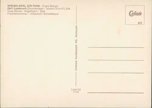 Ansichtskarte Lembruch Badesee, Speiselokal Zur Puke 1977