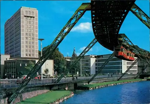 Ansichtskarte Wuppertal Schwebebahn, Verwaltungshochhaus 1973