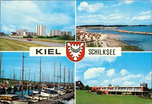Ansichtskarte Kiel OT Schilksee - Hafen, Strand, Häuser 1995